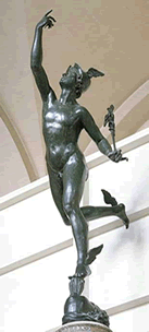 Mercurio de Giambologna. Estátua em bronze. Altura 1,87m.  Museu Nacional Bargello, Florença